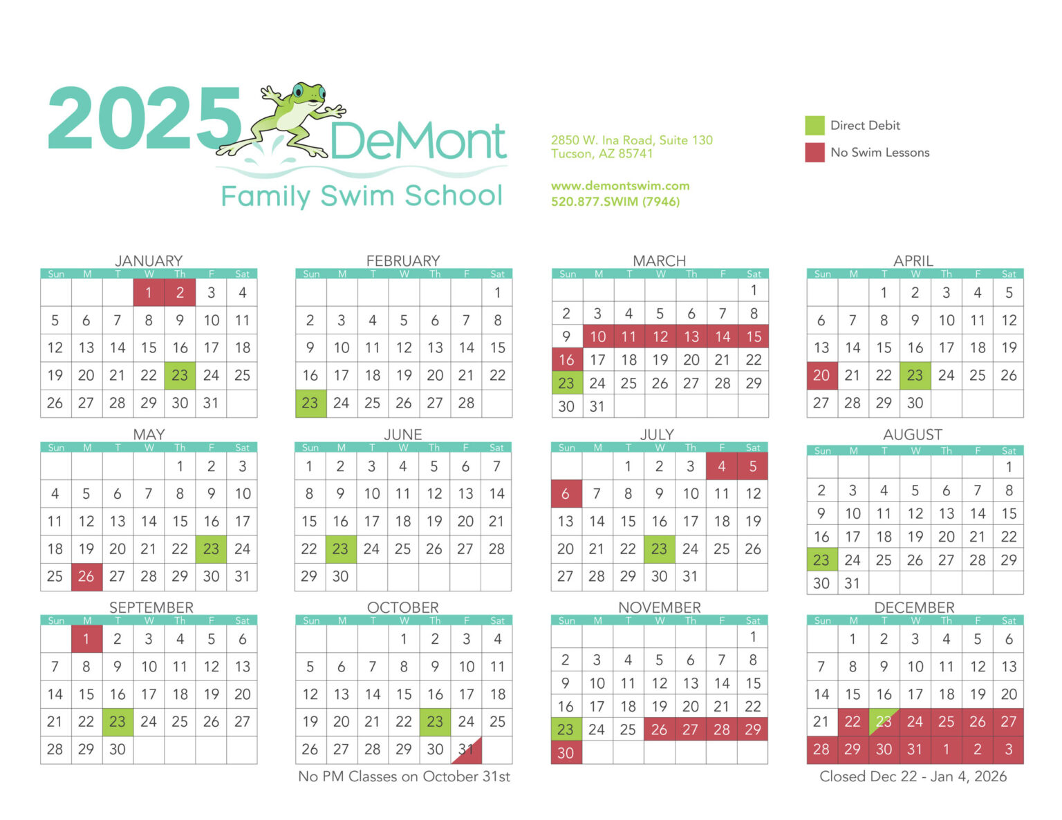 DeMont2025Calendar DeMont Family Swim School